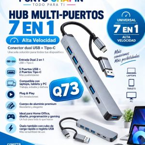 Hub Multi-puertos 7 en 1 de alta velocidad.